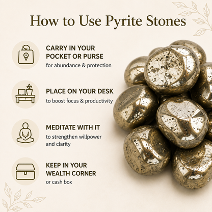 Pyrite Tumbled Crystals (Courage and Determination)  DestGlow