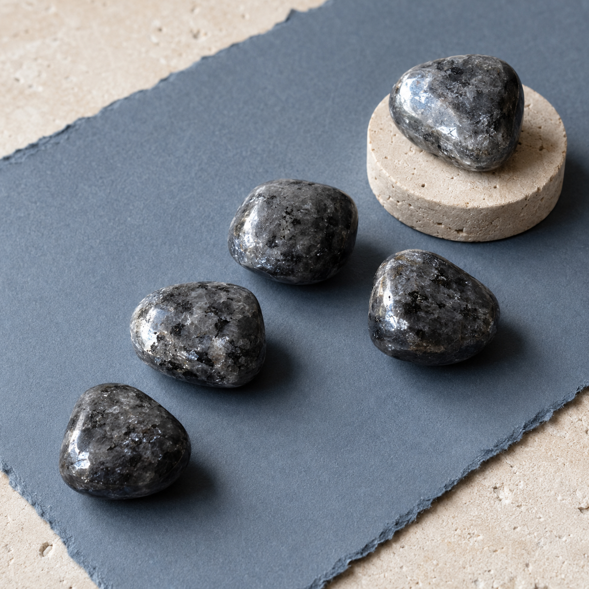 Larvikite Tumbled Crystals (Manifestation and Knowledge)