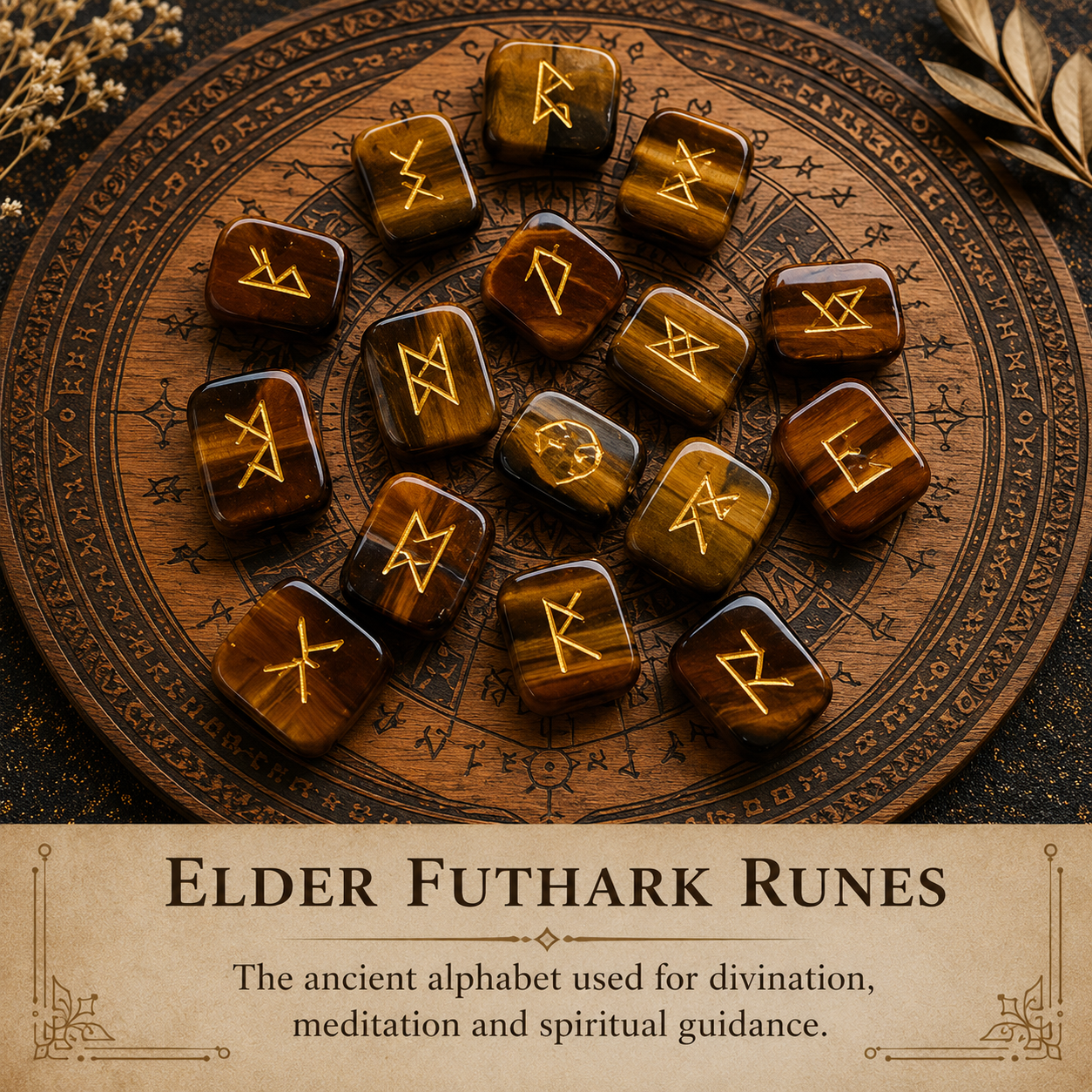 Tiger Eye Rune Set  (Creativity  and Longevity)  DestGlow