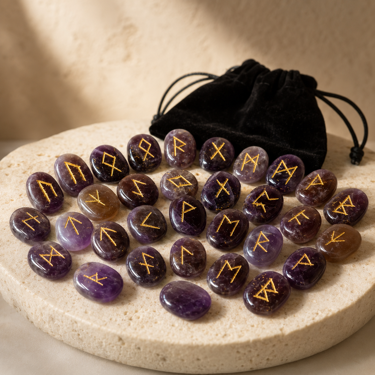 Amethyst Rune Set(Protection and Anxiety Relief)