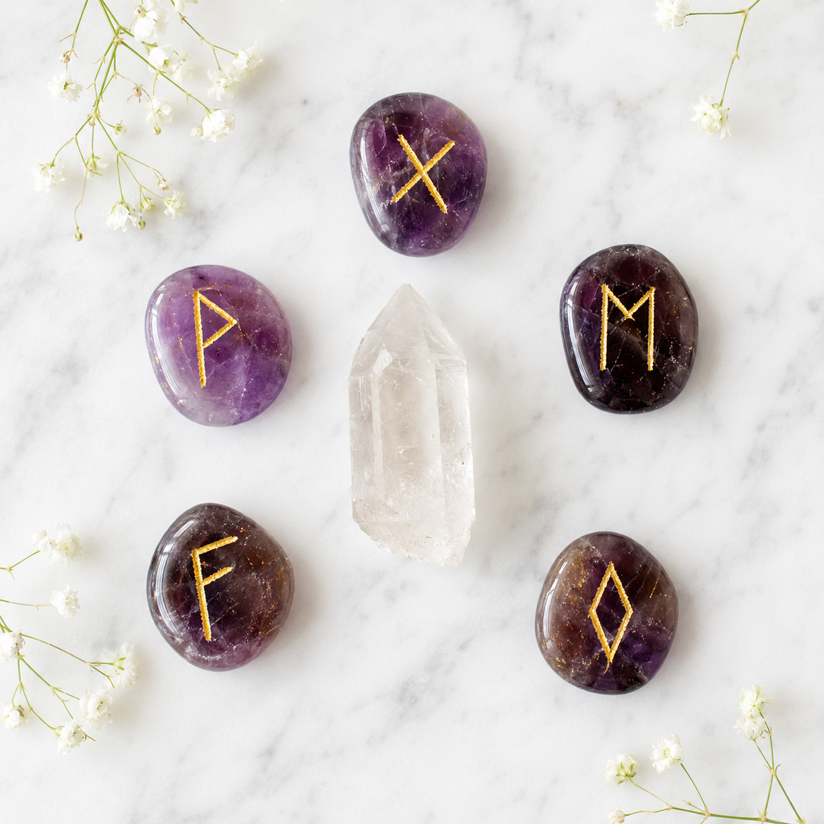 Amethyst Rune Set(Protection and Anxiety Relief)