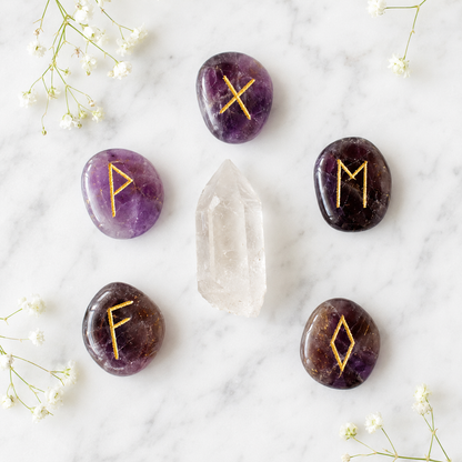 Amethyst Rune Set(Protection and Anxiety Relief)