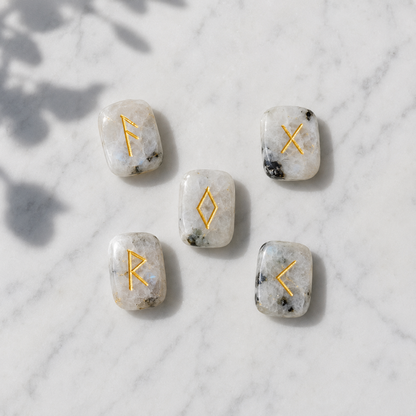 Rainbow Moonstone Rune Set  (Growth  and Stress Relief)