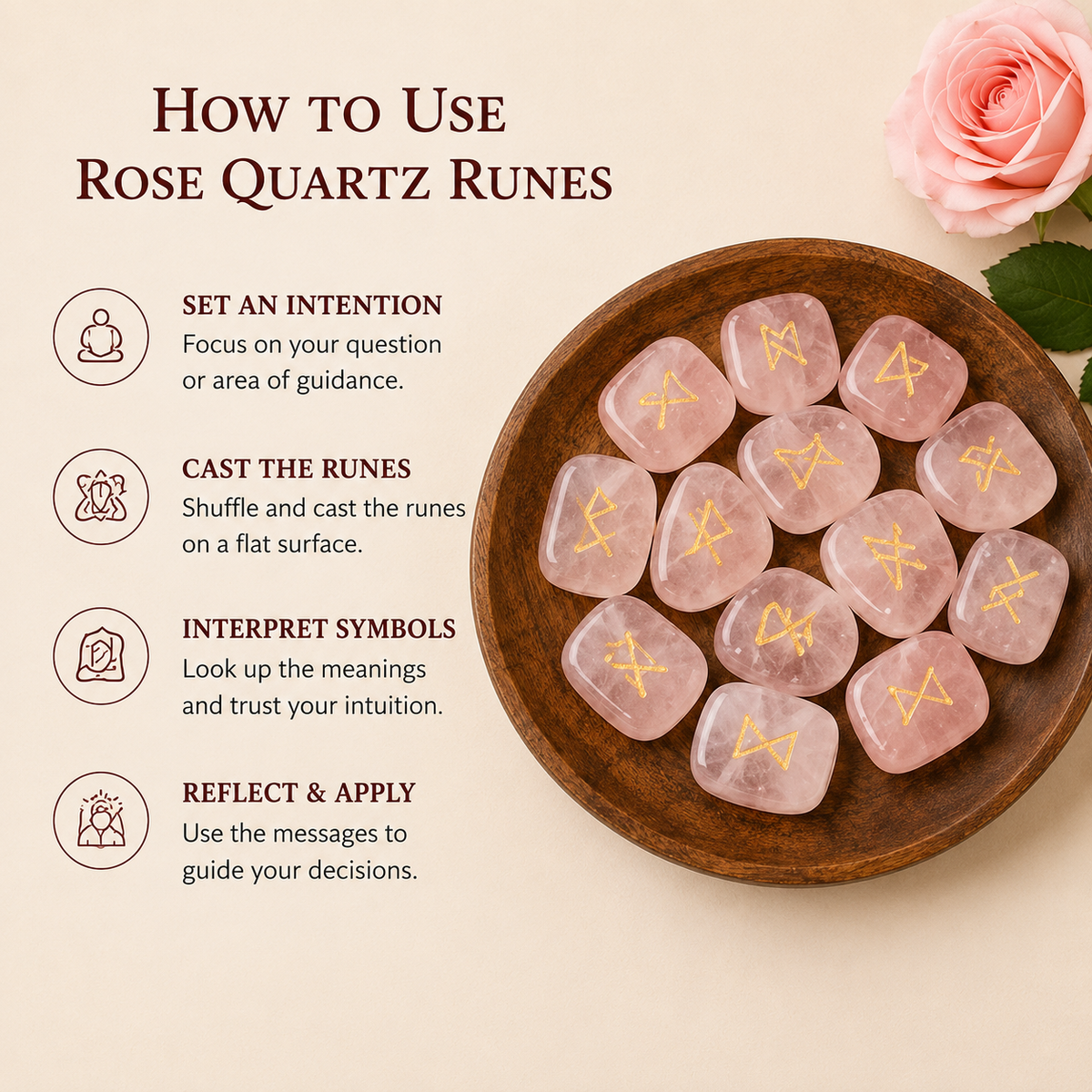Rose Quartz Rune Set (Calming And Patience and Empathy)  DestGlow