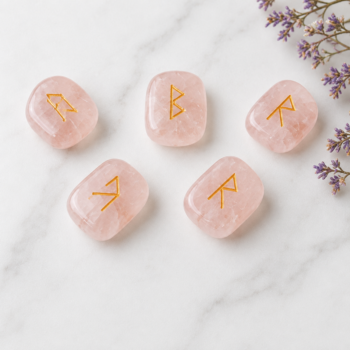 Rose Quartz Rune Set (Calming And Patience and Empathy)  DestGlow