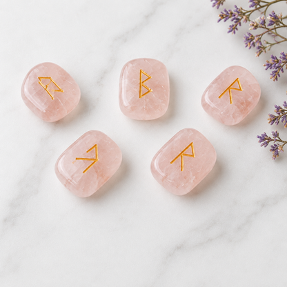 Rose Quartz Rune Set (Calming And Patience and Empathy)  DestGlow