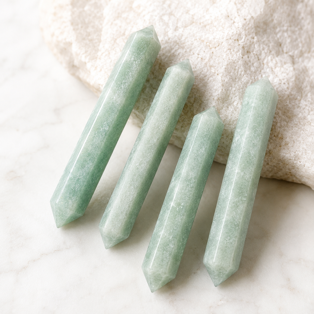 Green Aventurine Double Terminated Point Pencil, Green Aventurine point  DestGlow