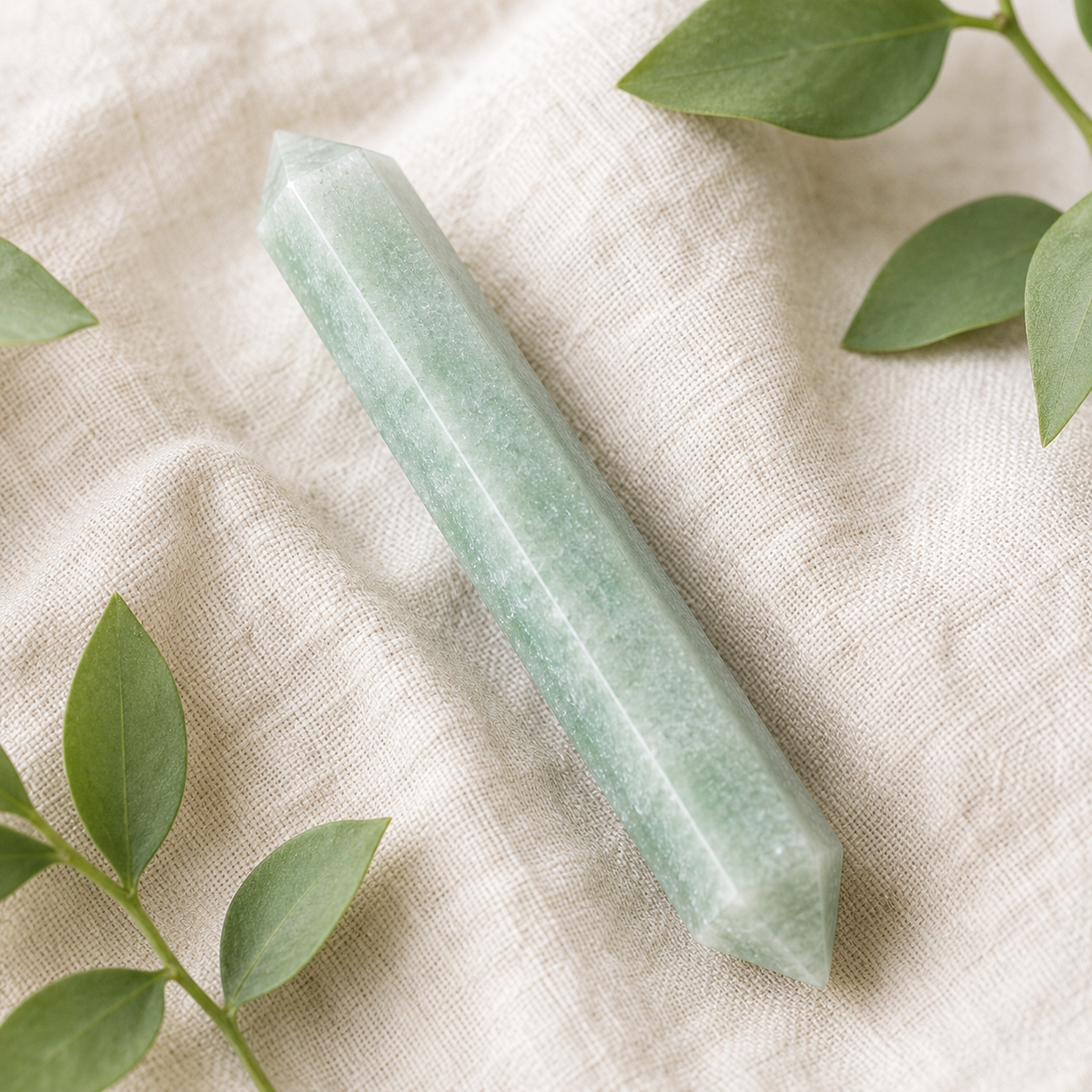 Green Aventurine Double Terminated Point Pencil, Green Aventurine point  DestGlow