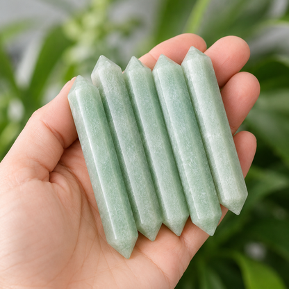 Green Aventurine Double Terminated Point Pencil, Green Aventurine point  DestGlow