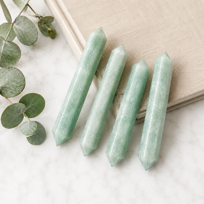 Green Aventurine Double Terminated Point Pencil, Green Aventurine point  DestGlow