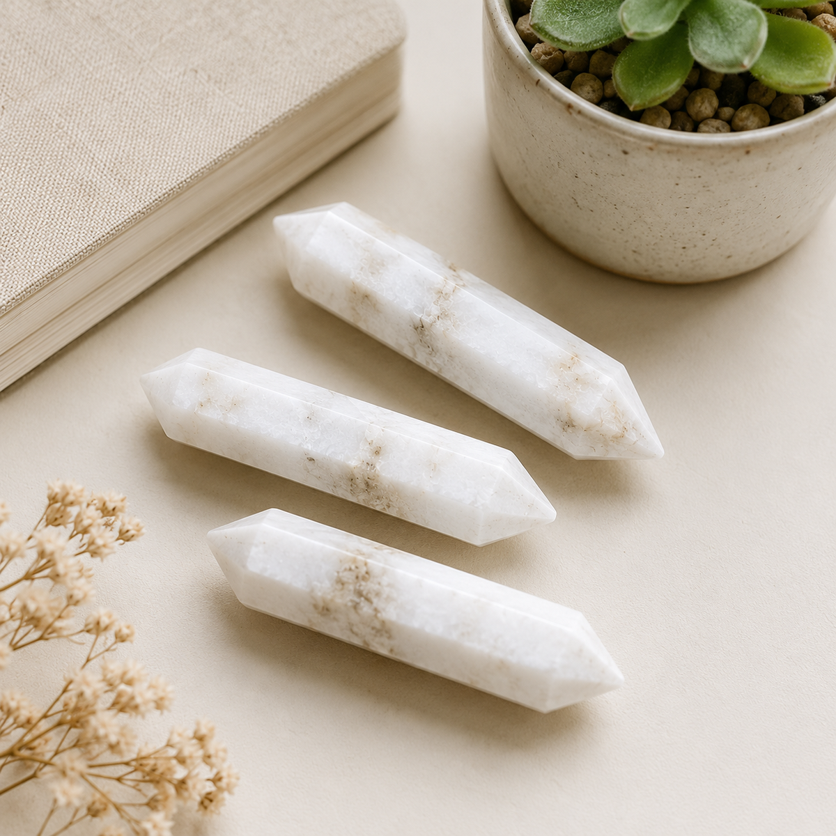 Scolecite Double Terminated Point Pencil, Scolecite Point  DestGlow