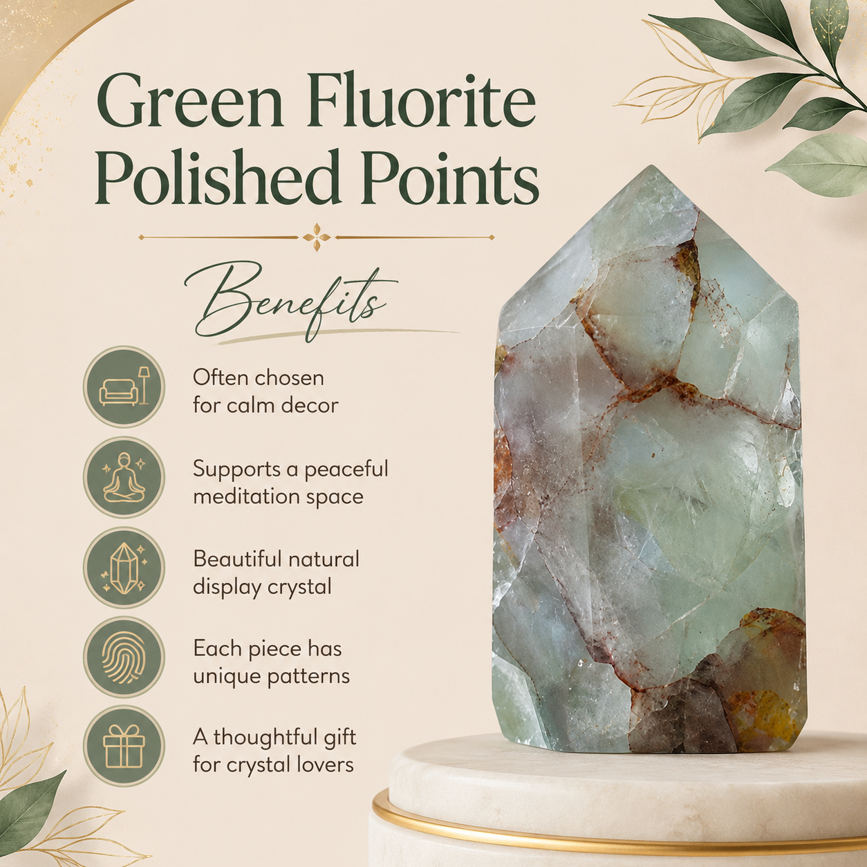 Polished Green Fluorite Points (Focus and Manifestation)  DestGlow