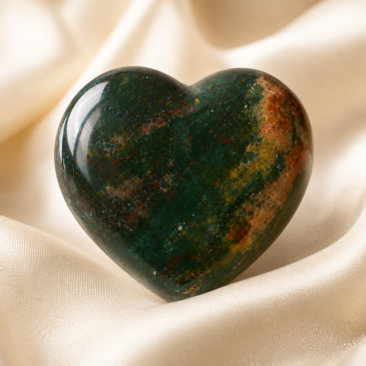 Bloodstone Heart Crystal, Puffy Mini 1 Inch Pocket Crystal Heart  DestGlow