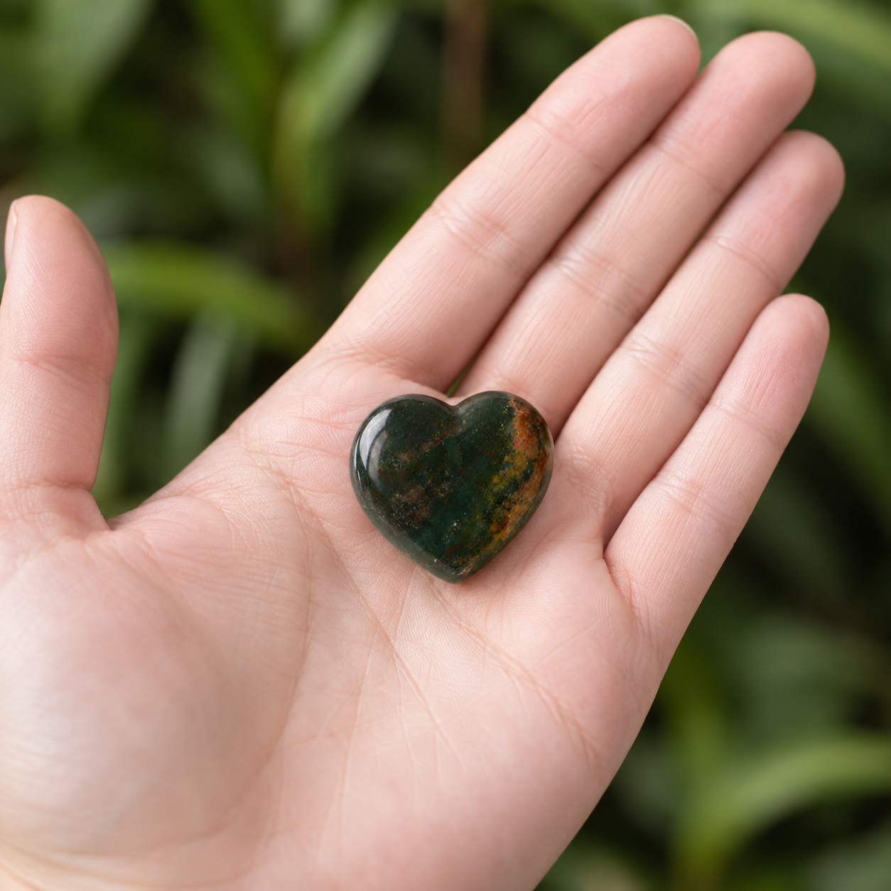 Bloodstone Heart Crystal, Puffy Mini 1 Inch Pocket Crystal Heart  DestGlow
