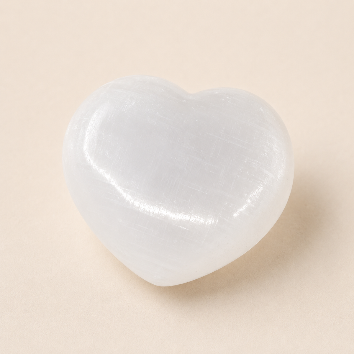 Polished Selenite Heart Crystal, Puffy Mini 2 Inch Pocket Crystal Heart  DestGlow