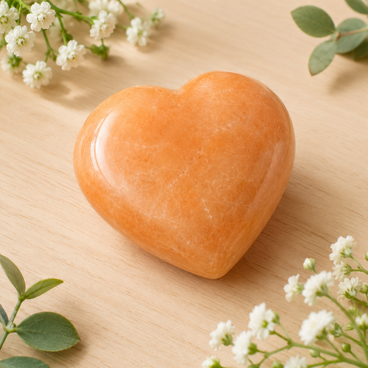 Polished Orange Aventurine Heart Crystal, Puffy Mini 2 Inch Pocket Crystal Heart  DestGlow