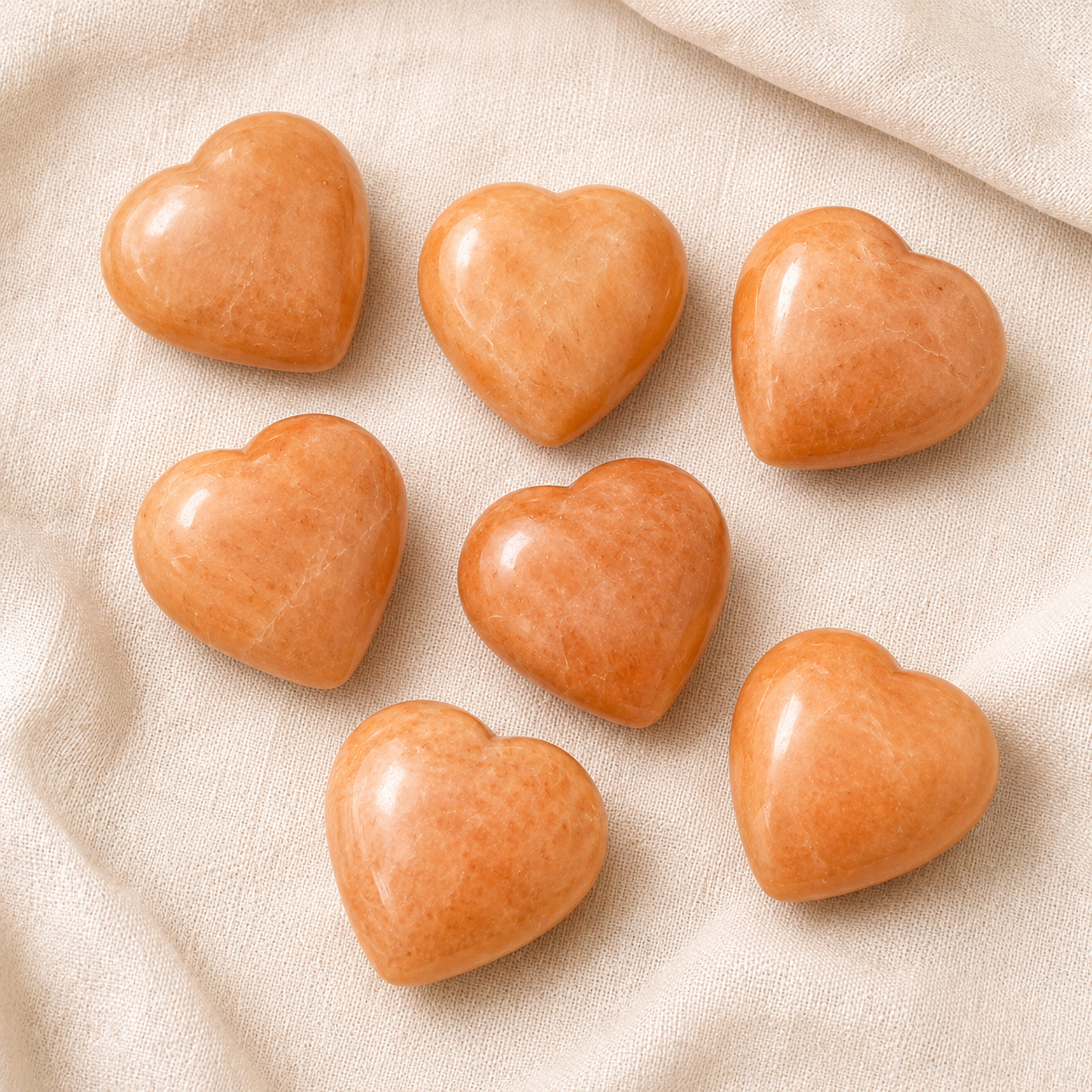 Polished Orange Aventurine Heart Crystal, Puffy Mini 2 Inch Pocket Crystal Heart  DestGlow