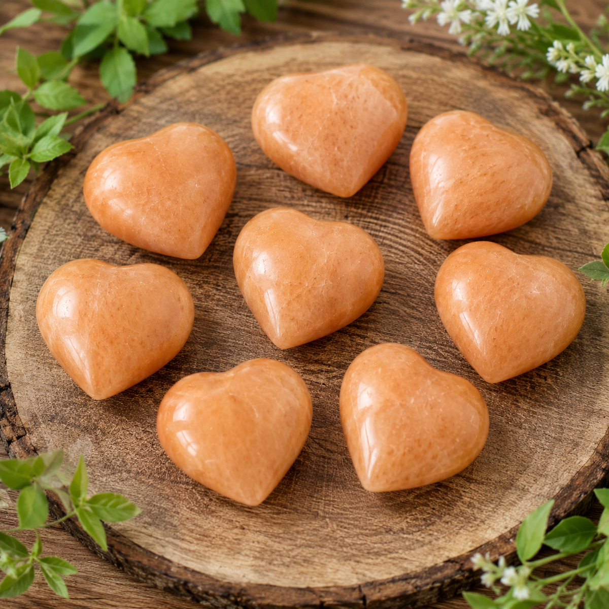 Polished Orange Aventurine Heart Crystal, Puffy Mini 2 Inch Pocket Crystal Heart  DestGlow