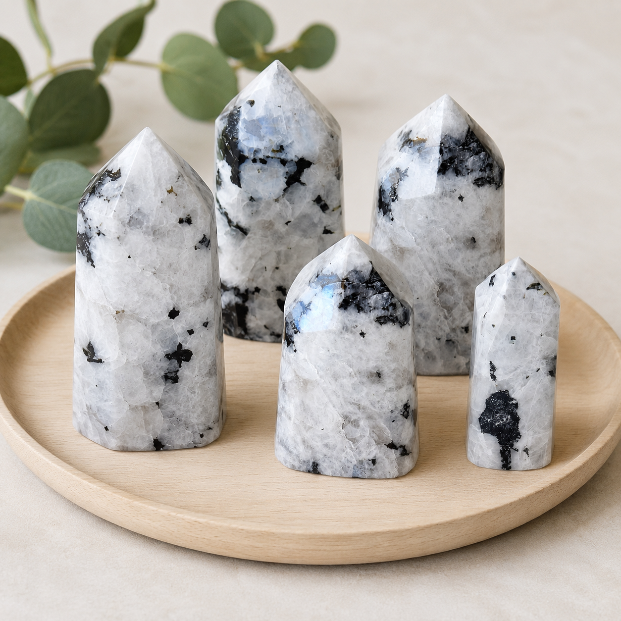Polished Rainbow Moonstone Points(Compassion and Inner Peace)