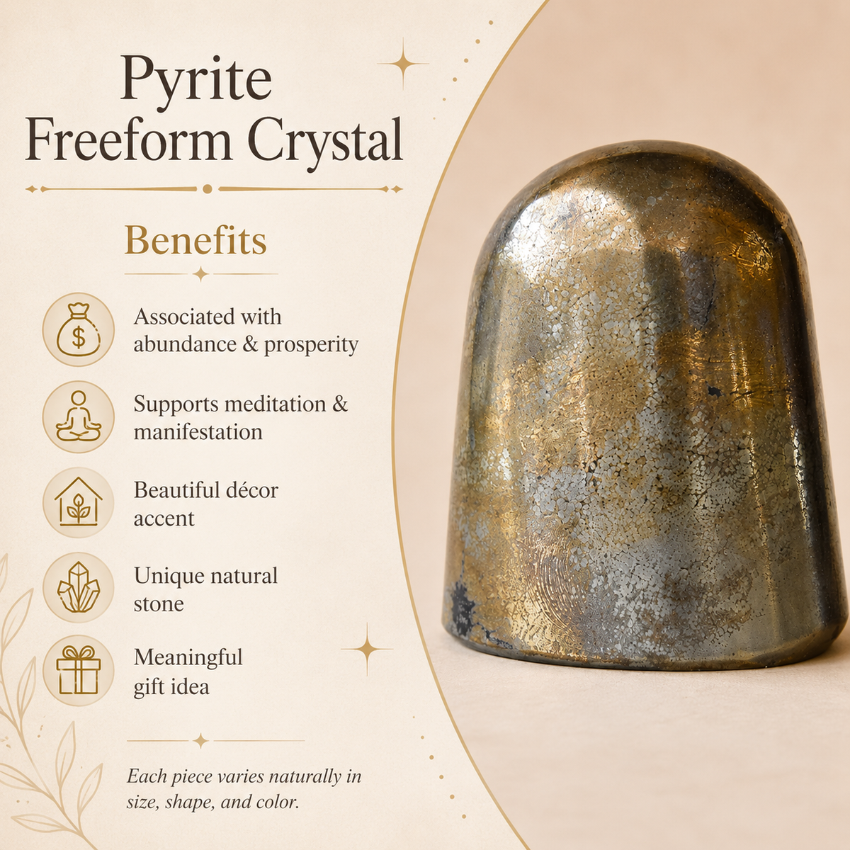 Polished Pyrite Freeform Crystal  DestGlow