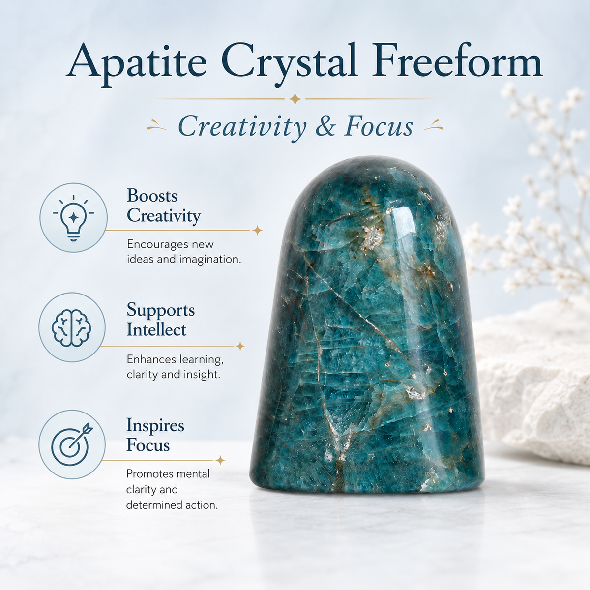 Polished Apatite Freeform Crystal (Strength and Clarity)  DestGlow