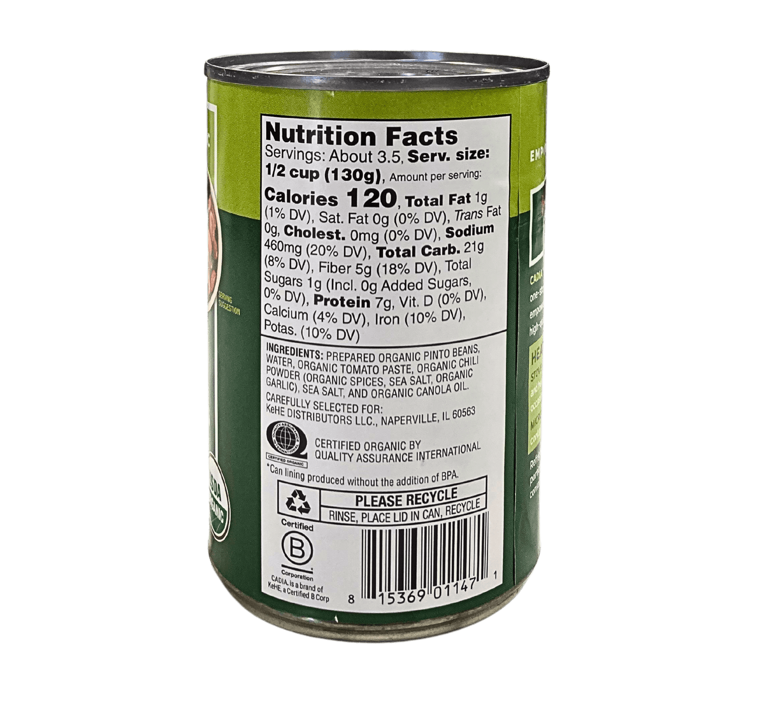 Chili Beans, Organic, Cadia by Country Life Natural Foods