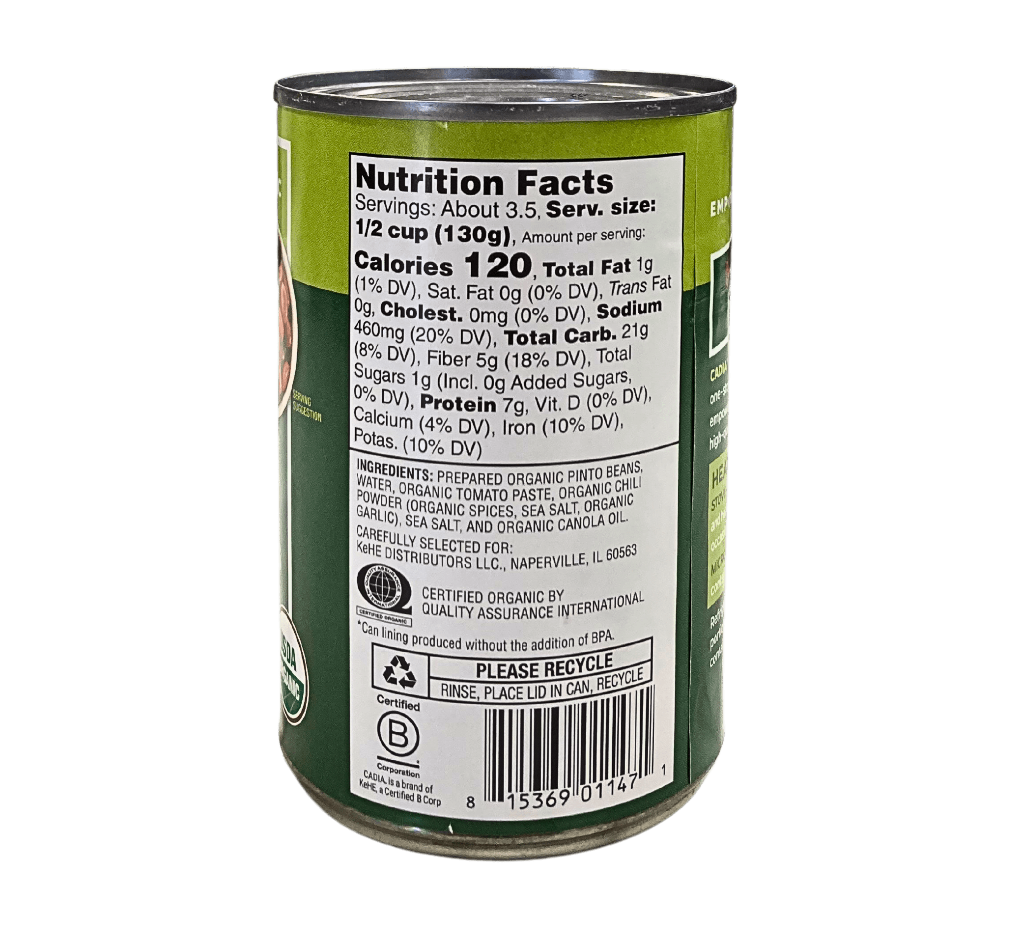 Chili Beans, Organic, Cadia by Country Life Natural Foods