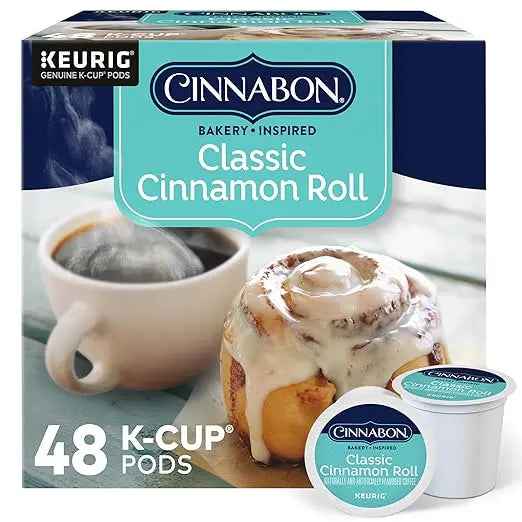 Cinnabon Classic Cinnamon Roll K-Cup Pods – Light Roast Coffee, 48 Count