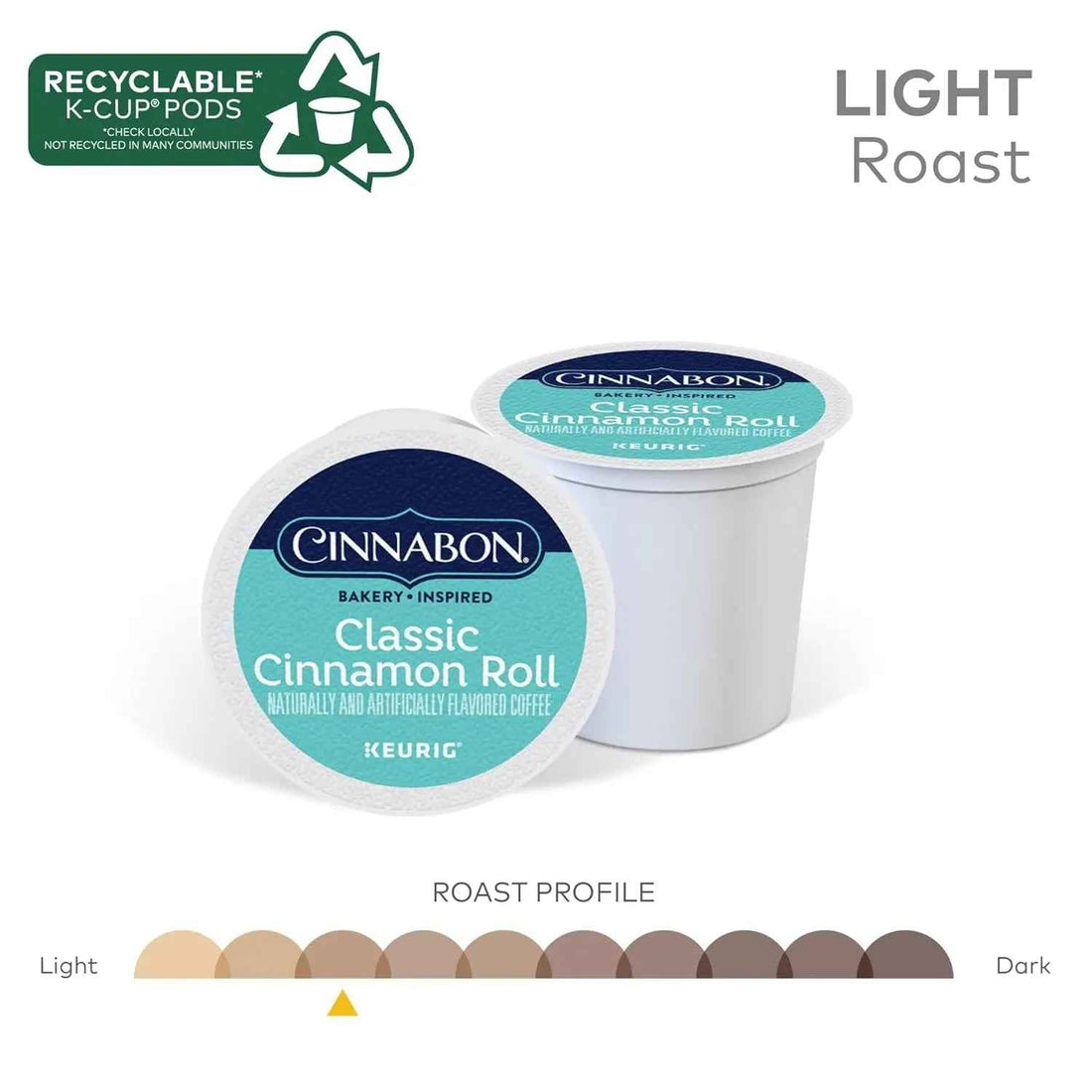 Cinnabon Classic Cinnamon Roll K-Cup Pods – Light Roast Coffee, 48 Count