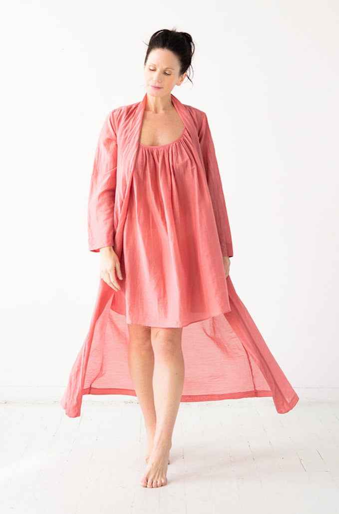 Classic Long Sheer Cotton-Silk Robe