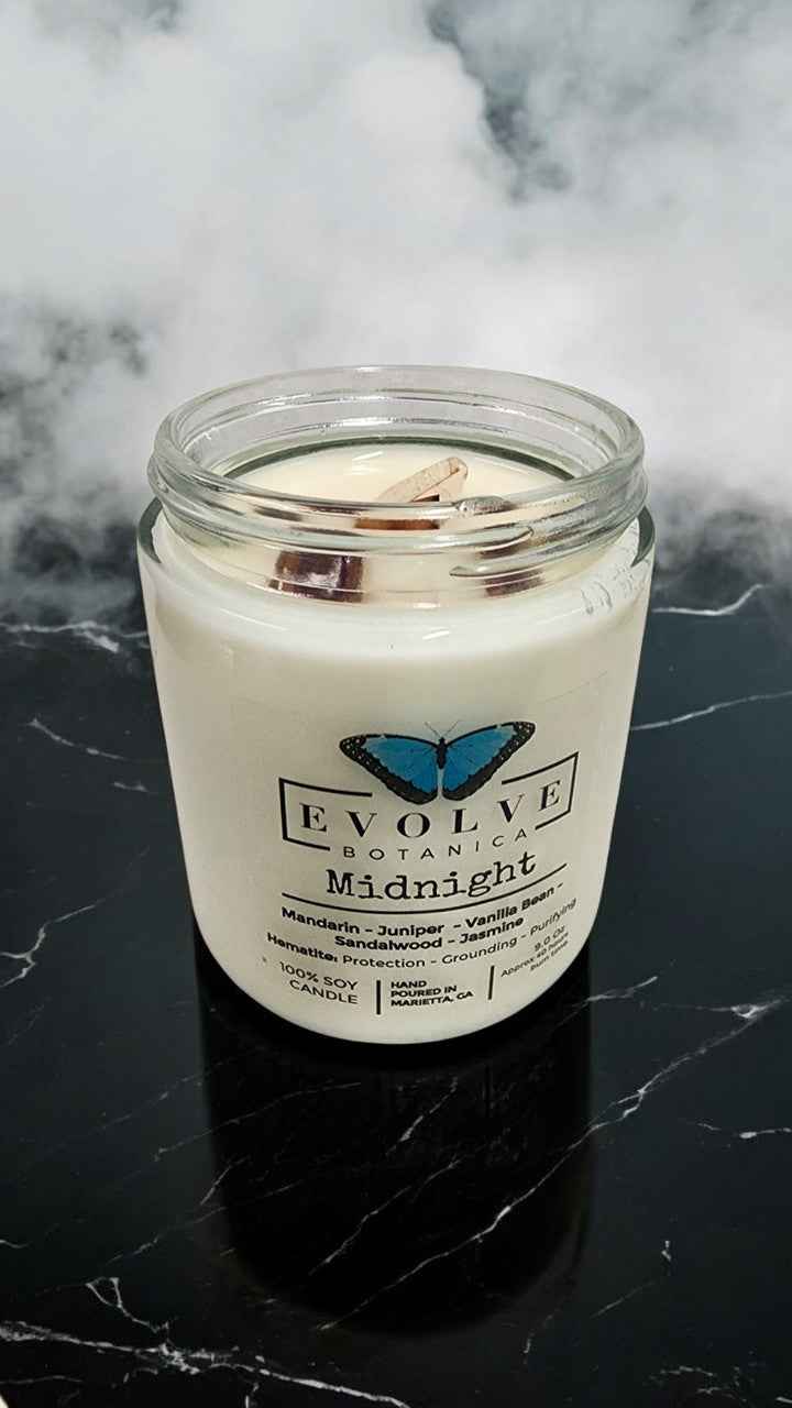 Classic 9oz Jam Jar Crystal Soy Candle - Midnight (Super Seven)