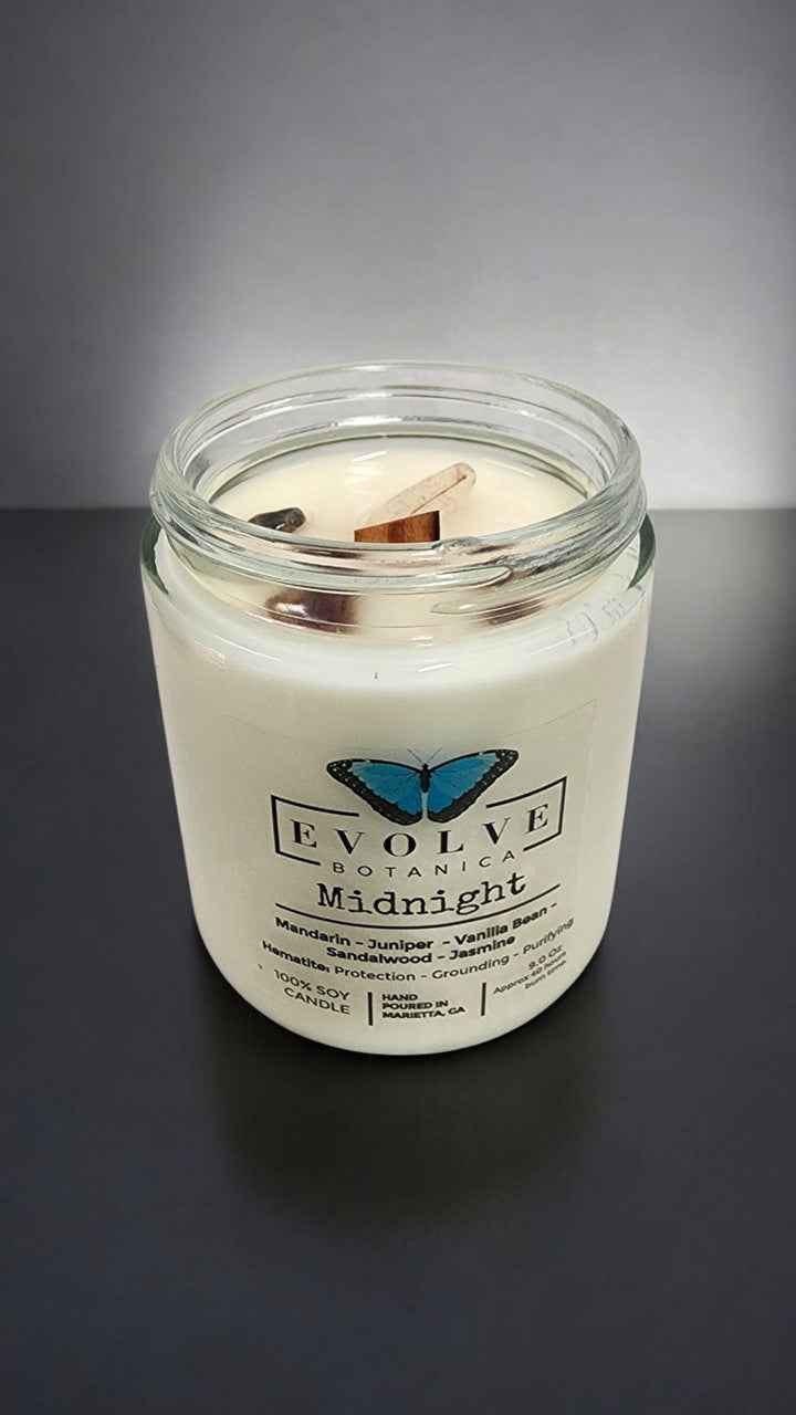 Classic 9oz Jam Jar Crystal Soy Candle - Midnight (Super Seven)