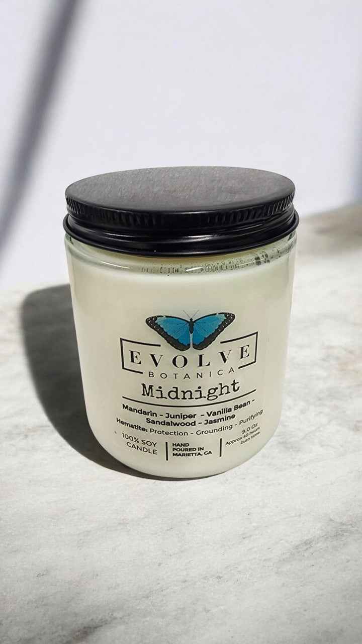 Classic 9oz Jam Jar Crystal Soy Candle - Midnight (Super Seven)