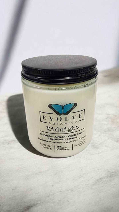 Classic 9oz Jam Jar Crystal Soy Candle - Midnight (Super Seven)