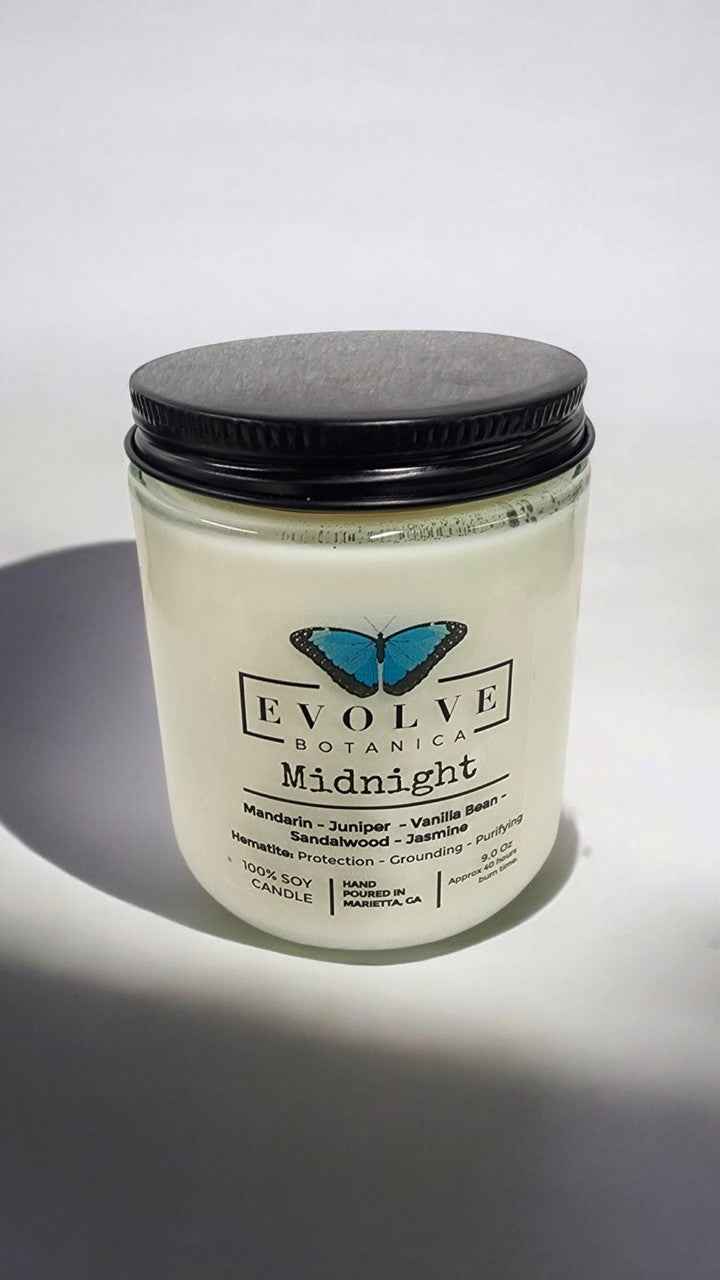 Classic 9oz Jam Jar Crystal Soy Candle - Midnight (Super Seven)