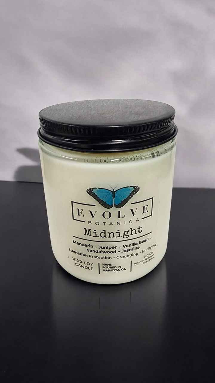 Classic 9oz Jam Jar Crystal Soy Candle - Midnight (Super Seven)