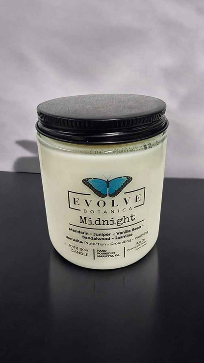 Classic 9oz Jam Jar Crystal Soy Candle - Midnight (Super Seven)