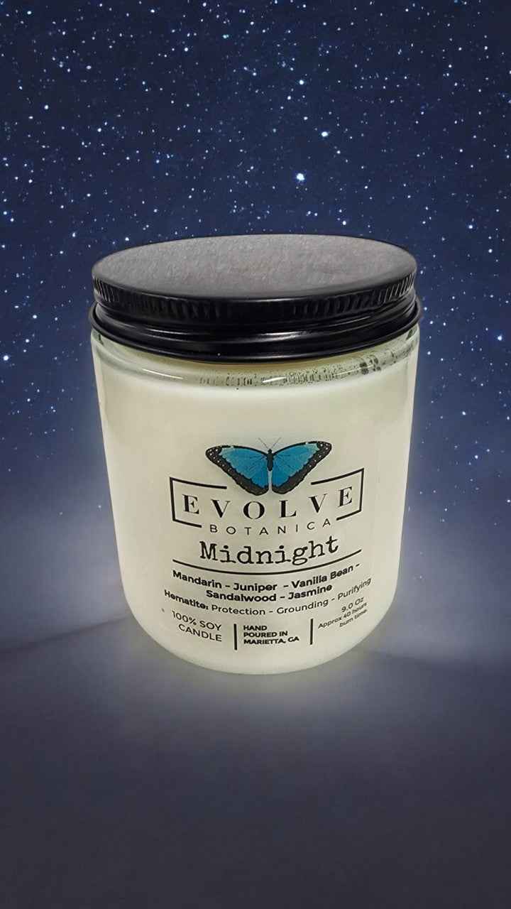 Classic 9oz Jam Jar Crystal Soy Candle - Midnight (Super Seven)