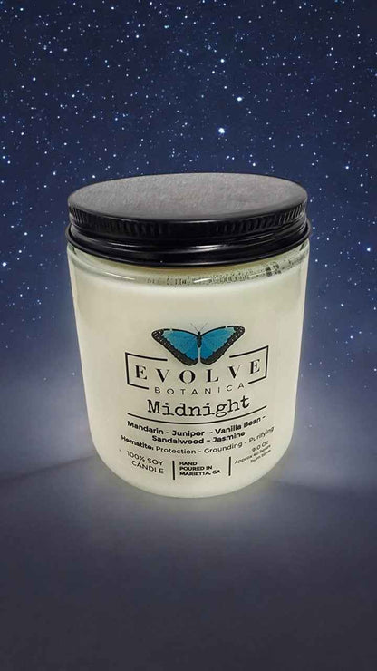 Classic 9oz Jam Jar Crystal Soy Candle - Midnight (Super Seven)