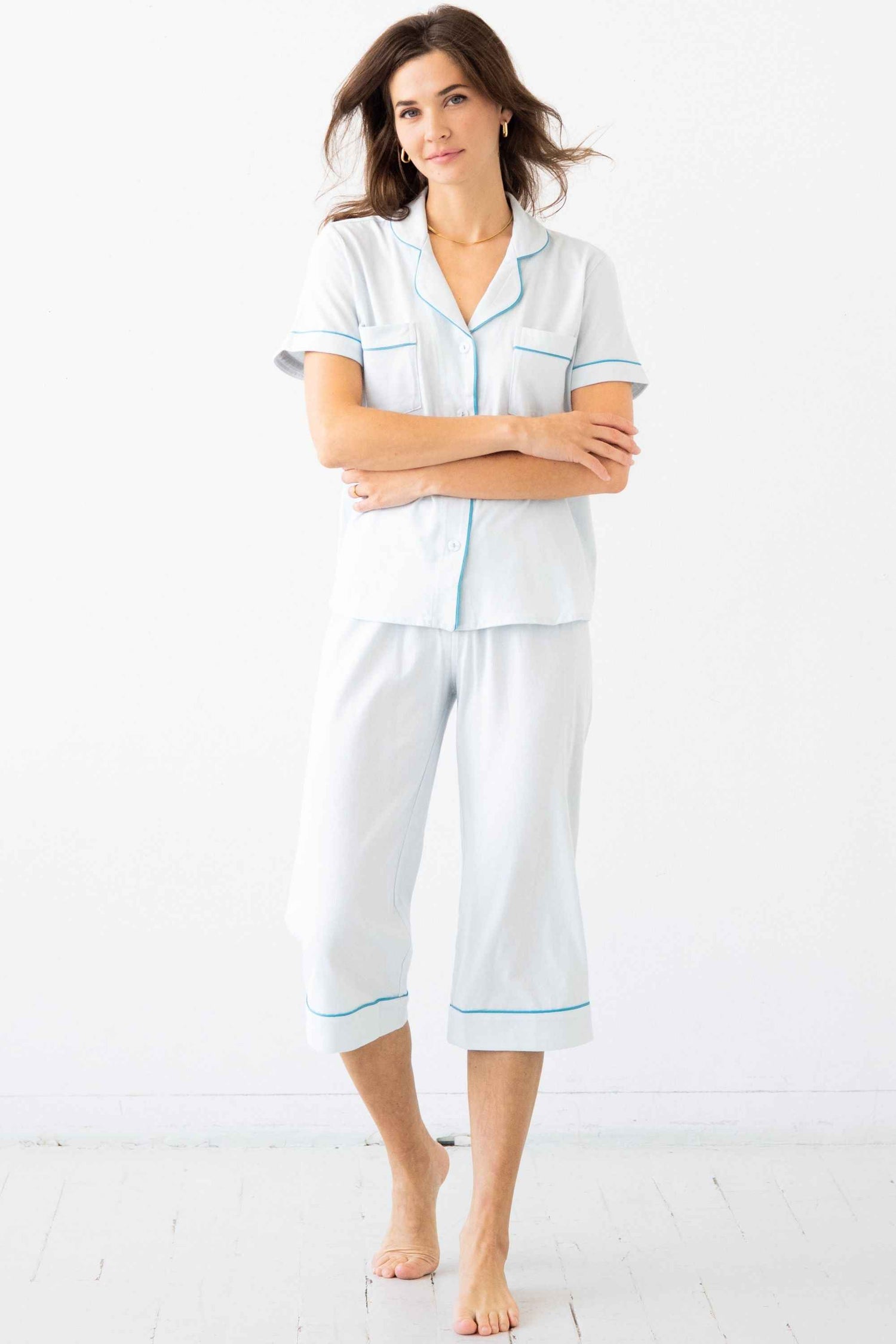 Classic Luxury Capri Pajamas in  Brushed Pima Cotton