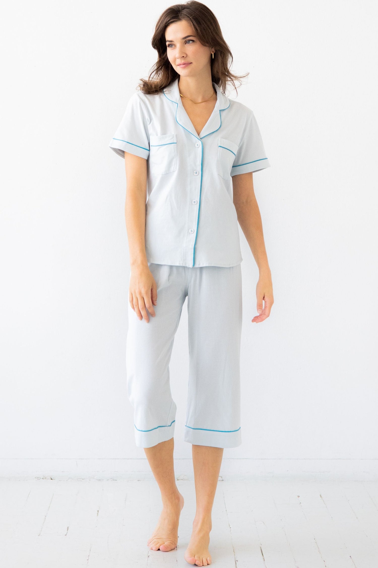 Classic Luxury Capri Pajamas in  Brushed Pima Cotton