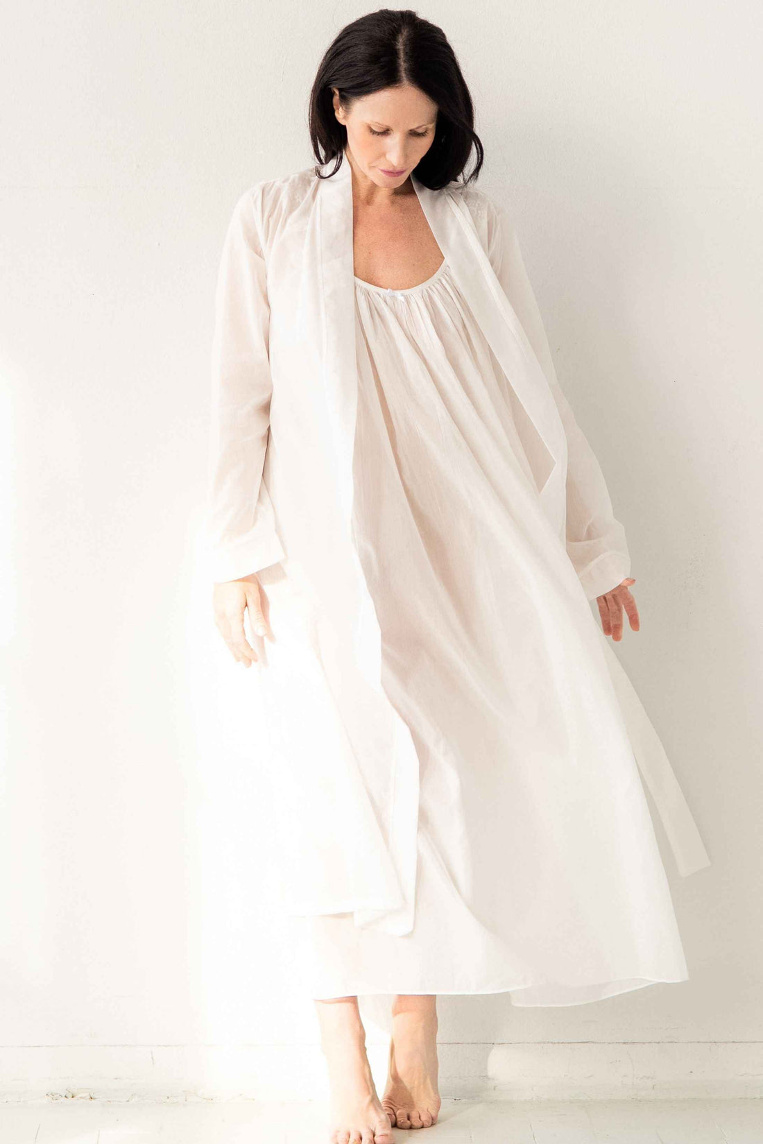 Classic Long Sheer Cotton-Silk Robe