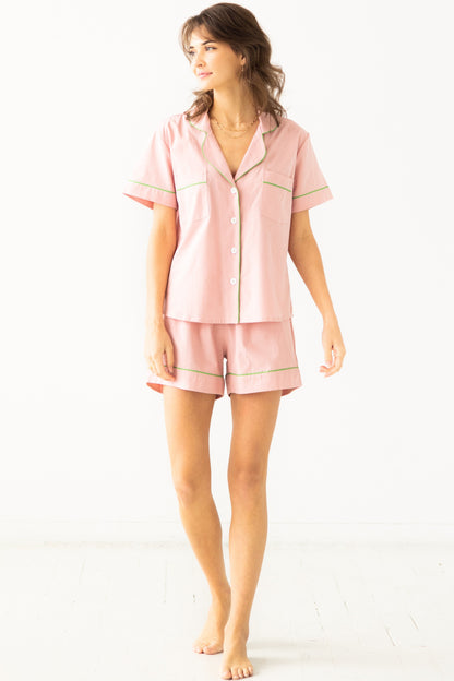 SALUA Classic Shorties Pajamas in Woven Cotton