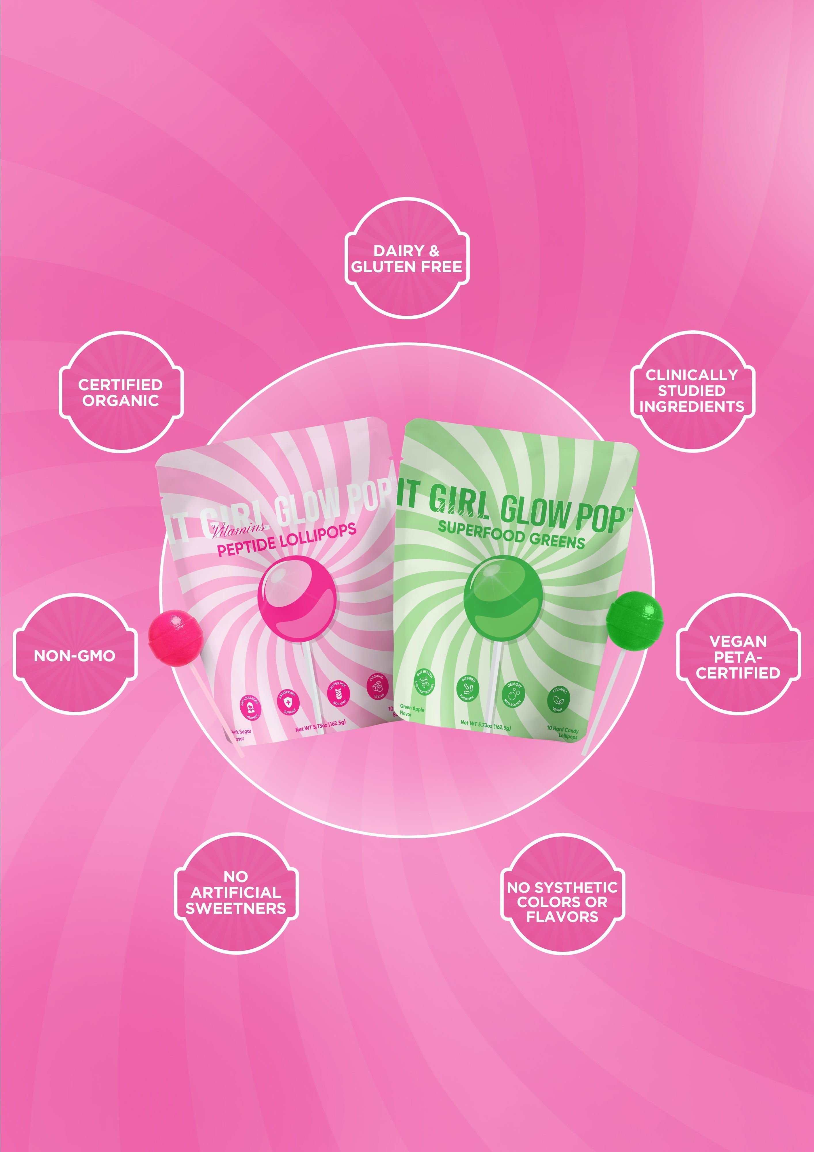 It Girl Beauty Lollipops - Collagen Peptides &amp; Vitamin C Healthy Candy for Skin, Hair, Nails  DestGlow