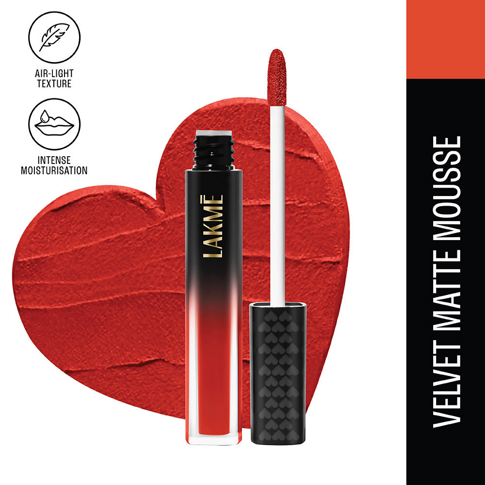 Lakme Xtraordin-Airy Velvet Matte Lip Mousse - New Flame Red