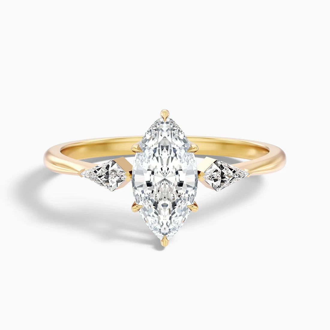 Custom Order - Brona 1.5 ct Marquise Lab Grown Diamond Ring in 14k Yellow Gold (Side Garnet Gemstones Marquise Cut)  DestGlow
