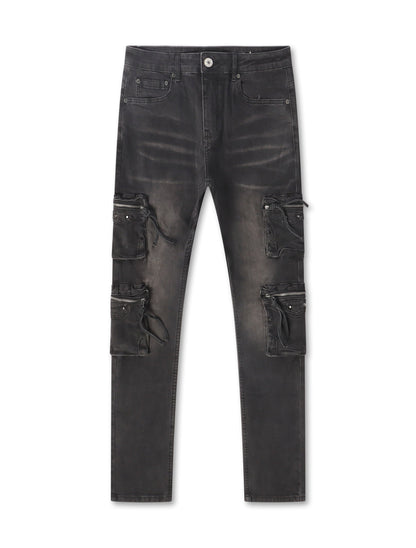 Serenede Poppy Cargo Skinny Jeans - Black by Denim Exchange