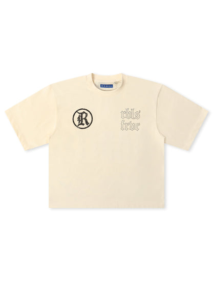 Rebel Denim Developmental Saints Cropped Tee - Cream by Denim Exchange