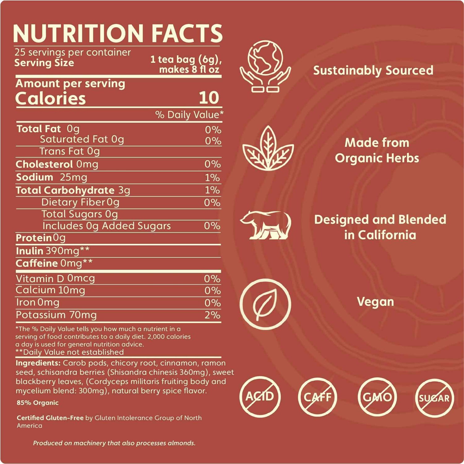 Cordyceps Schisandra Cinnamon Berry Mushroom Herbal Tea