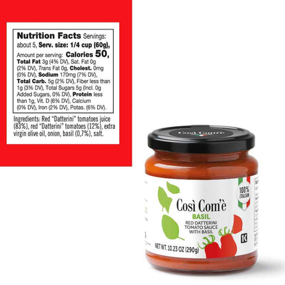 Così Com’è, Red Datterino Tomato Sauce with Basil – 10.23 oz (290 g)